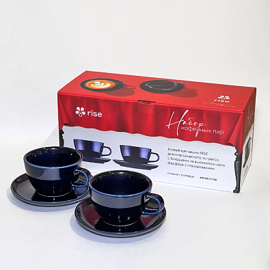 Набор 2 кофейные пары RISE 210 мл кобальтово-синие