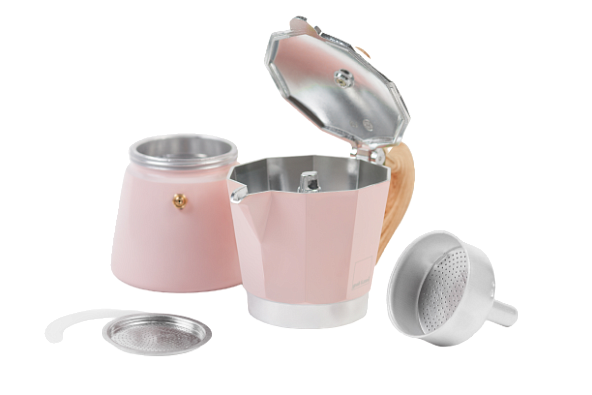 Гейзерная кофеварка Gnali&Zani VENEZIA розовая на 6п, для индукции