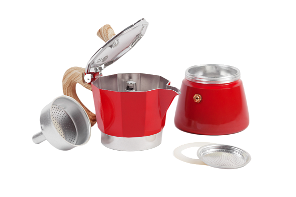 Гейзерная кофеварка Gnali&Zani VENEZIA красная на 3п, для индукции