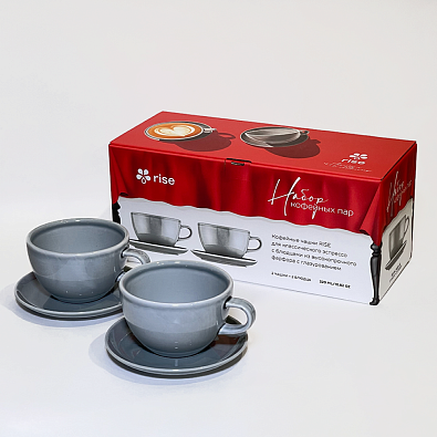 Набор 2 кофейные пары RISE 320 мл серые
