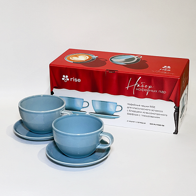 Набор 2 кофейные пары RISE 320 мл голубые