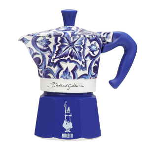 Bialetti Набор гейзерная кофеварка Moka Express D&G BLU 3 порции + 3 чашки + мешалки