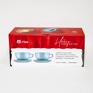 Набор 2 кофейные пары RISE 320 мл голубые
