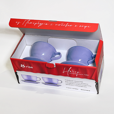 Набор 2 кофейные пары RISE 320 мл васильковые