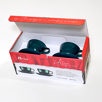 Набор 2 кофейные пары RISE 210 мл тёмно-зелёные