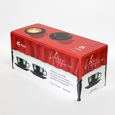 Набор 2 кофейные пары RISE 210 мл тёмно-зелёные