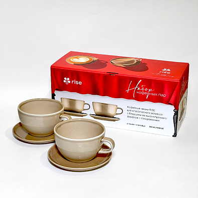Набор 2 кофейные пары RISE 320 мл золотисто-коричневые