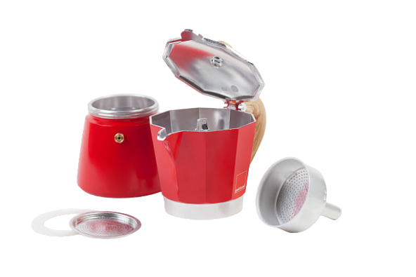 Гейзерная кофеварка Gnali&Zani VENEZIA красная на 6, для индукции