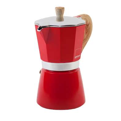 Гейзерная кофеварка Gnali&Zani VENEZIA красная на 6, для индукции