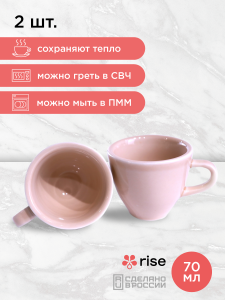 Набор кофейных пар RISE 70 мл на 2 персоны, розовый