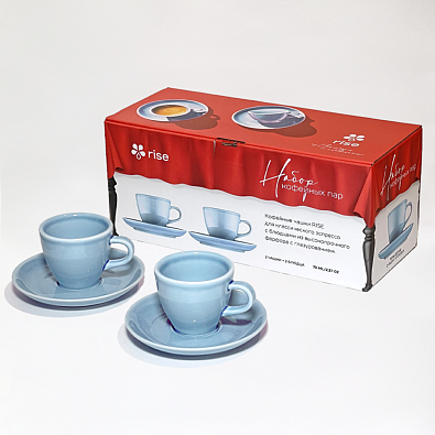 Набор 2 кофейные пары RISE 70 мл голубые