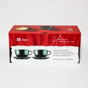 Набор 2 кофейные пары RISE 320 мл тёмно-зелёные
