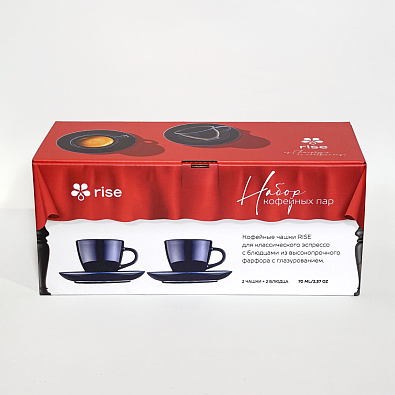 Набор 2 кофейные пары RISE 70 мл кобальтово-синие