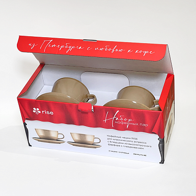 Набор 2 кофейные пары RISE 210 мл золотисто-коричневые